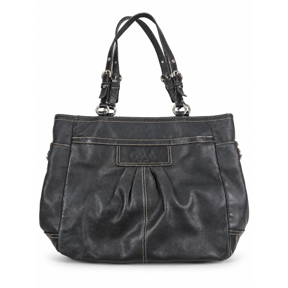 Coach Vintage Y2K Black Pleated East West Gallery Leather Shoulder Bag
